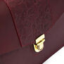 Red leather oak-embossed handbag